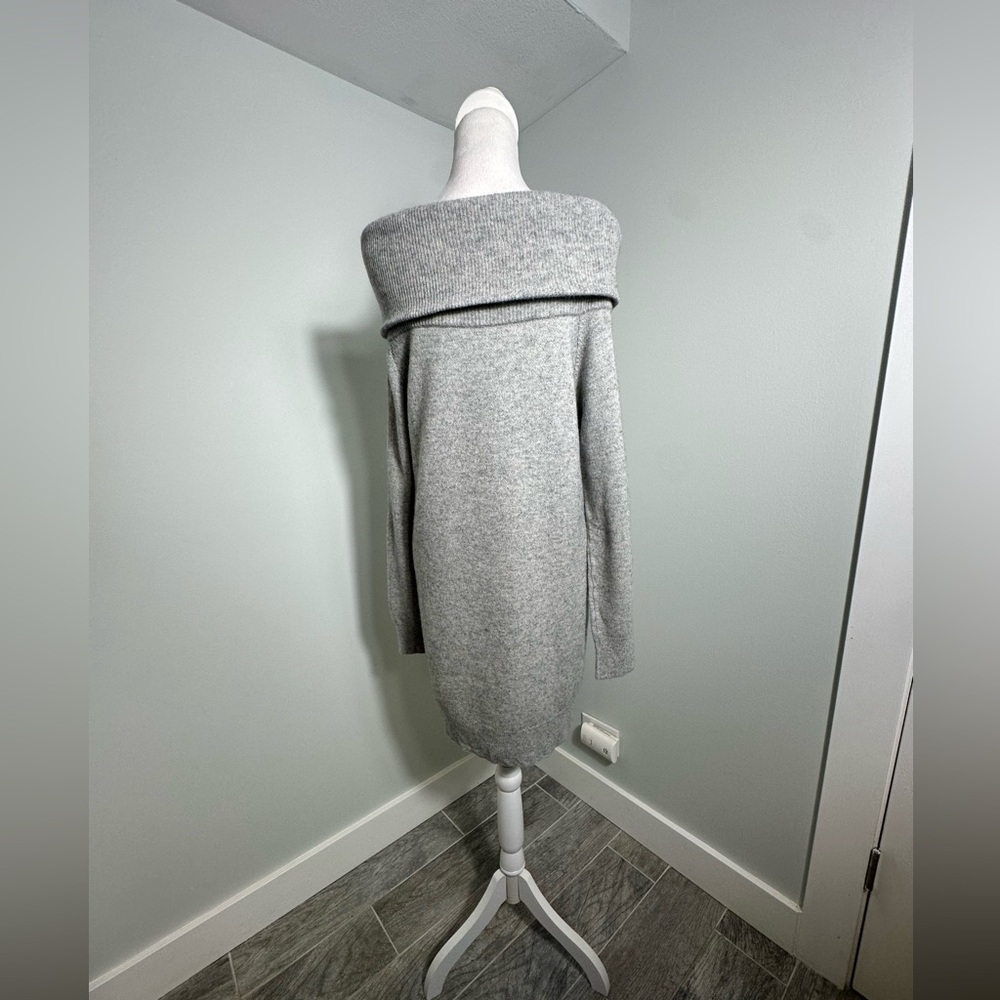 T Alexander Wang Gray Cashmere Wool Off Shoulder Long Sweater/ Tunic  Sz Medium - Picture 8 of 15